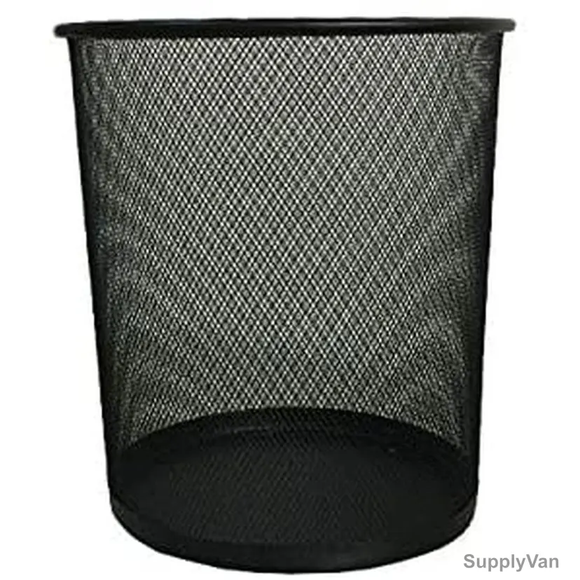 Waste Bin, Metal, Round, Medium, Black