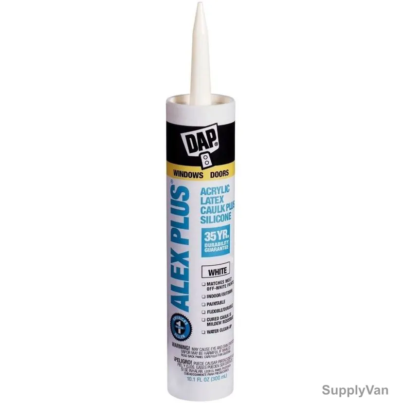 Dap Alex Plus All Purpose Acrylic Latex Caulk Plus Silicone, 18152, White, 10.1 Oz, 12 Pcs/Pack