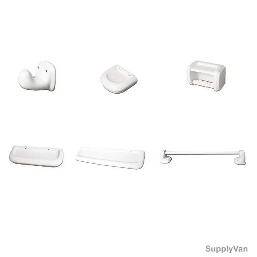 Milano Bathroom Accessories Set, Ceramic, White, 6 Pcs/Set