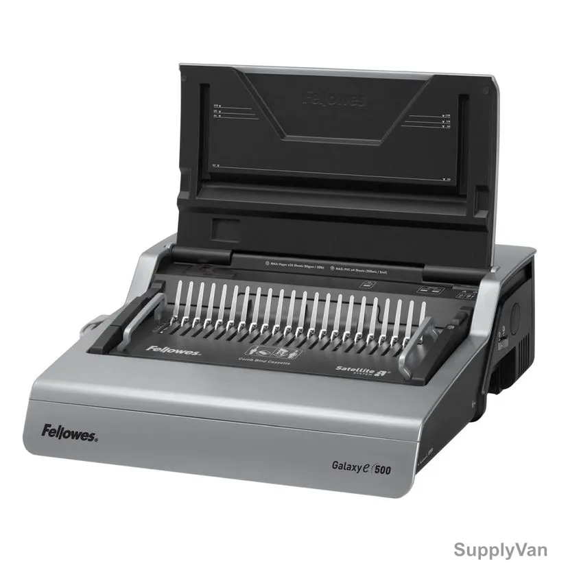 Fellowes Electric Comb Binding Machine, 5218301, Galaxy-E 500, 500 Sheets, Silver and Black