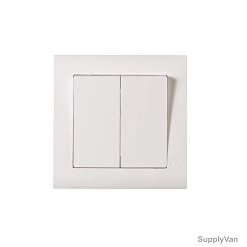 Mk Wide Rocker Switch, MV4782W1WHI, Essential, Polycarbonate, 2 Gang, 1 Way, 10A, White
