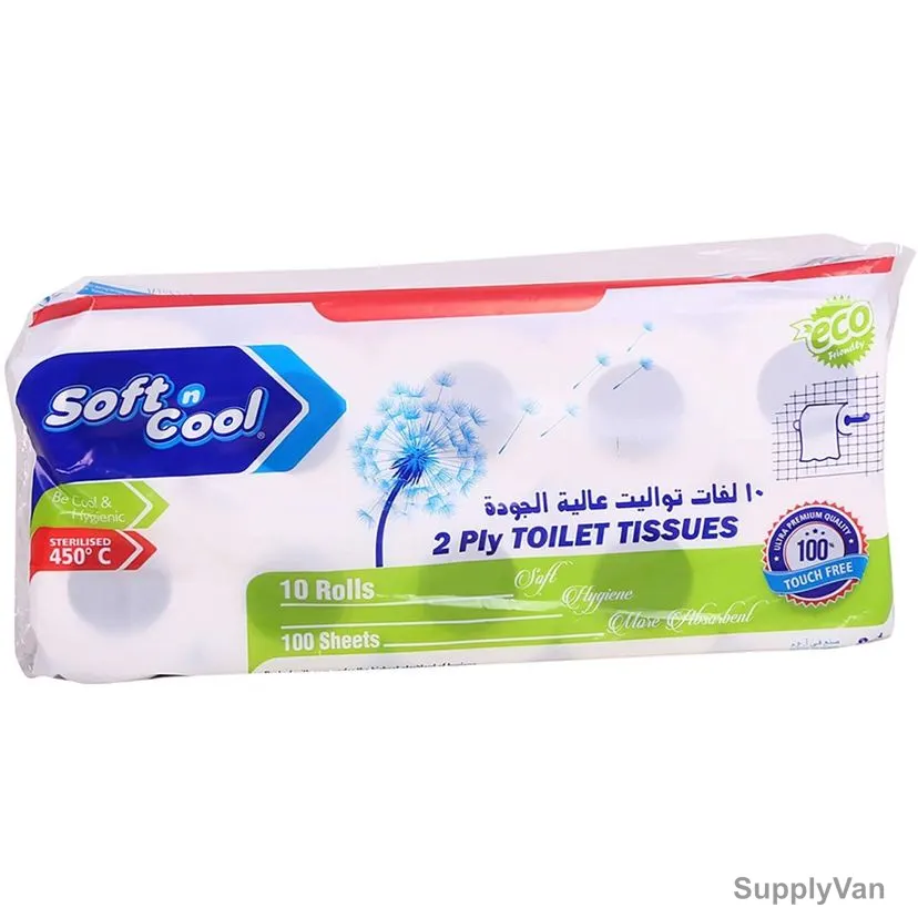 Soft n Cool Toilet Tissue Roll, TR, 2 Ply, 100 Sheets, White, 10 Rolls/Carton — image 1