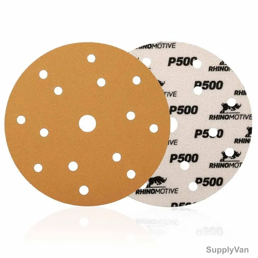 Rhinomotive Multi-Purpose Abrasive Disc, R1507, 150MM, P500, Gold, 100 Pcs/Box — image 1