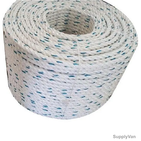 3-Strand Nylon Rope With Blue Tracer, 6MM x 200 Mtrs, White — image 1