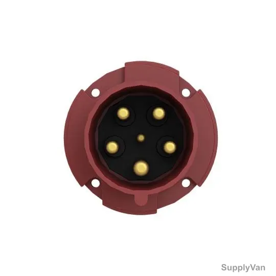 Abb Straight Flange Panel Mounted Socket Inlet, 463BU6, 346-415V, IP44, 63A, 3P+N+E, Red