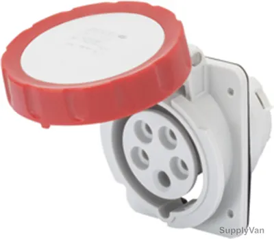Gewiss 10 Deg Flush Mount Socket Outlet, GW62232H, IP66, 16A, 2P+E, White/Red