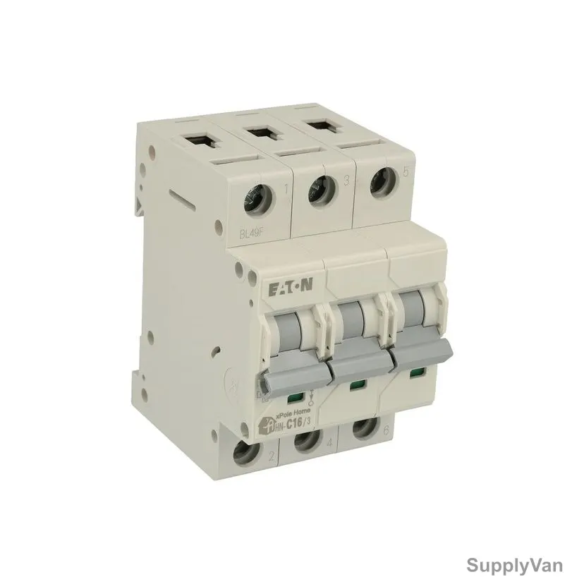 Eaton Miniature Circuit Breaker, HN-C16-3, IP20, 3 Pole, 230-400VAC, Curve C, 16A, 6kA