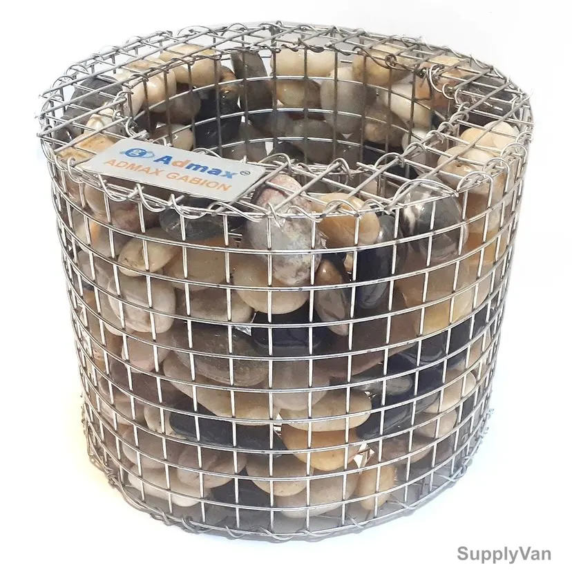 Admax Decorative Mini Gabion Basket With Shiny Pebble, 125MM Dia x 170MM Height — image 1