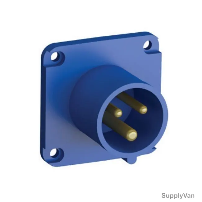 Abb Straight Flange Panel Mounting Inlet, 216BBM6, 200-250V, IP44, 16A, Blue