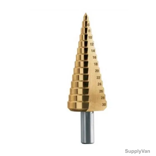 Krino Step Drill Bit, 0123004, HSS-G, Titanium Nitride, 4-20MM, 9 Steps