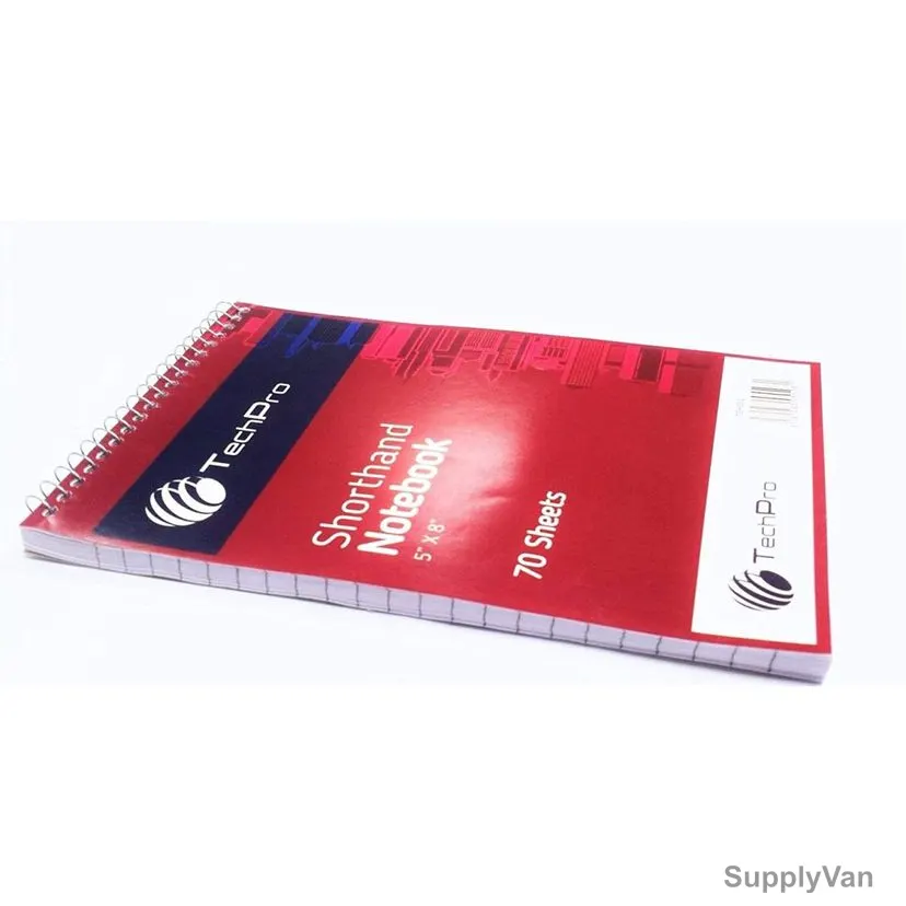 Techpro Shorthand Notebook, TSH001, 5 x 8 Inch, 70 Sheets