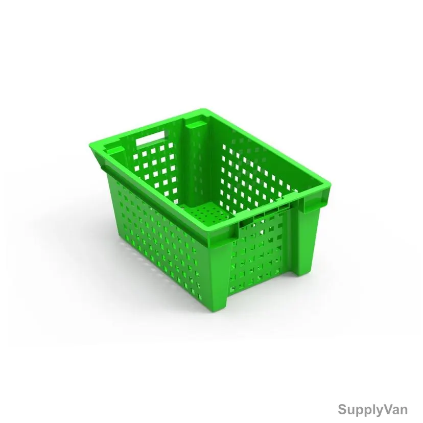 Nesting Crate, HDPE/Polypropylene, 280MM Height x 400MM Width x 600MM Length, 67 Ltrs Capacity, Green