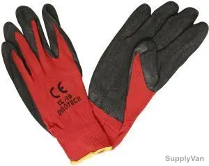 Power Tool Nylon Liner Latex Safety Gloves, ZA050, Black and Red, PK12