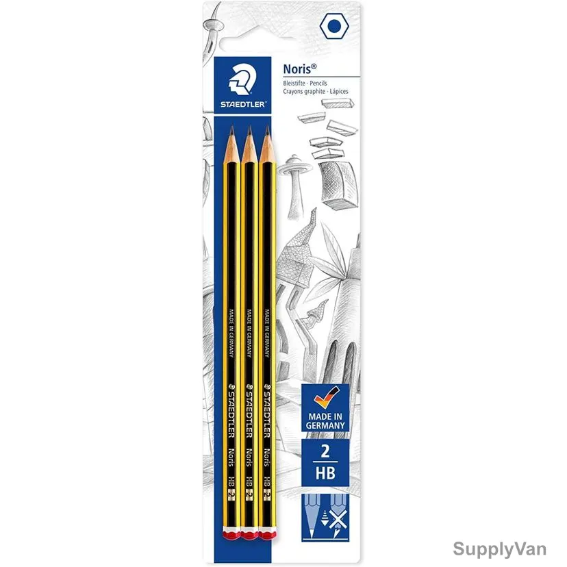Staedtler Noris Pencil, ST-120-2BK3DA, 2.0MM Tip Size, Black/Yellow, 3 Pcs/Pack