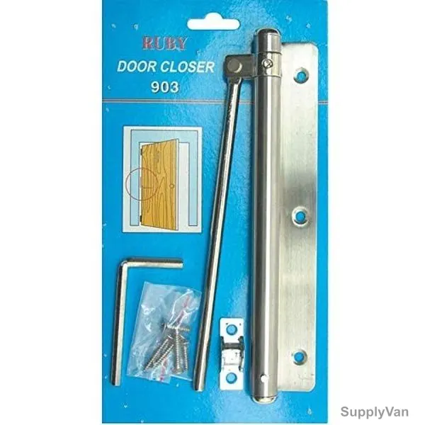 Ruby Spring Action Door Closer, Chrome Plated, Brown
