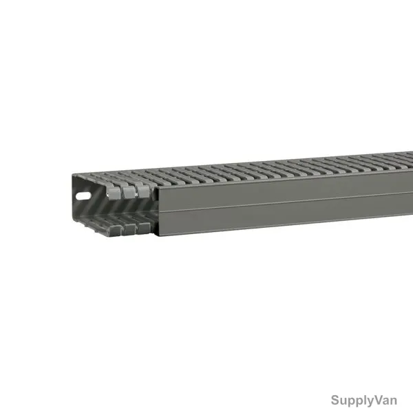 Hager Slotted Panel Trunking, BA7A100040, PVC, 100MM Height x 40MM Width, 2 Mtrs Length, Stone Grey