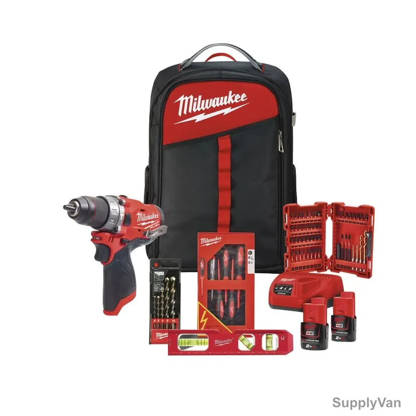Milwaukee Cordless Tool Set, M12FPD-202BH, Fuel, 12V — image 1