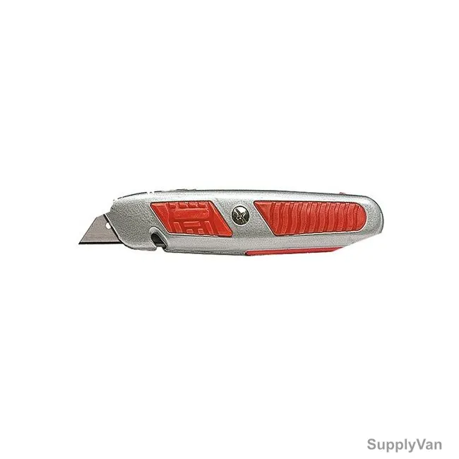 Mtx Retractable Trapezoidal Blade Knife, 789679, Stainless Steel, 18MM, Red/Silver