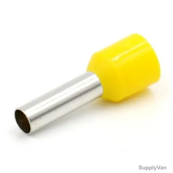 York Cable End Lug, EW1-0-8YW, 1-8 SQ.MM, Yellow, 100 Pcs/Pack