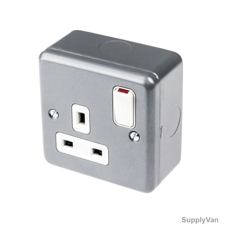 Mk Switched Socket, K2977ALM, Metalclad Plus, 13A, 230VAC, 1 Gang, Grey