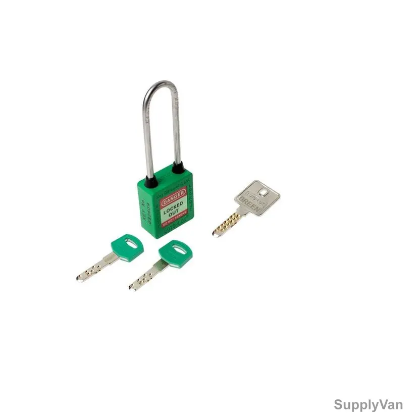 Loto-Lok Three Point Traceability Lockout Padlock, 3PTPGKDMKL80, Nylon and Stainless Steel, 80 x 5MM, Green