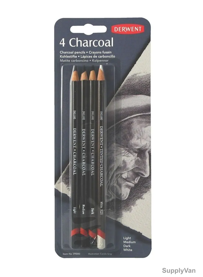 Derwent Charcoal Pencil, RXL39000, 100 Percentage Lightfast, Multicolor