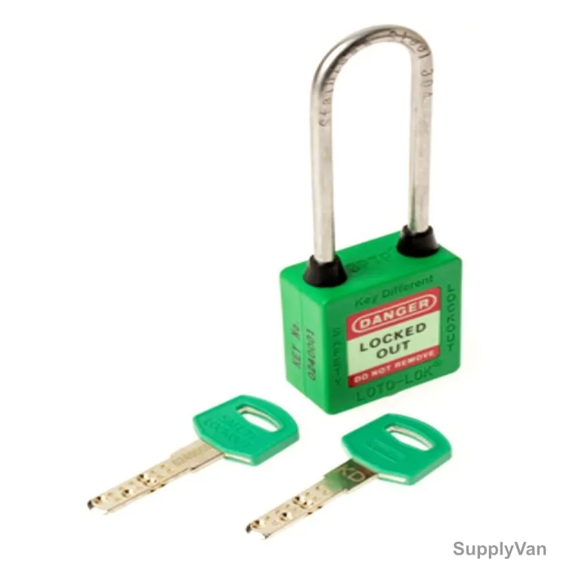Loto-Lok Three Point Traceability Padlock, 3PTPGKDL80, Nylon and Stainless Steel, 80 x 5MM, Green