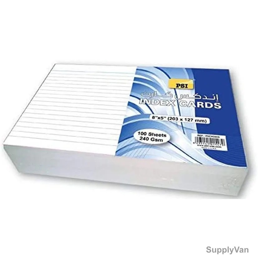PSI Index Card, PSCIIC8X5, 240 Gsm, 100 Sheets, 8 x 5 Inch, White