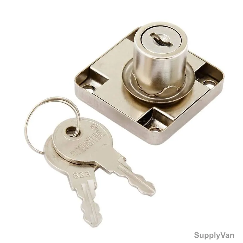Robustline Single Turn Drawer Lock, 22MM, Steel, Silver