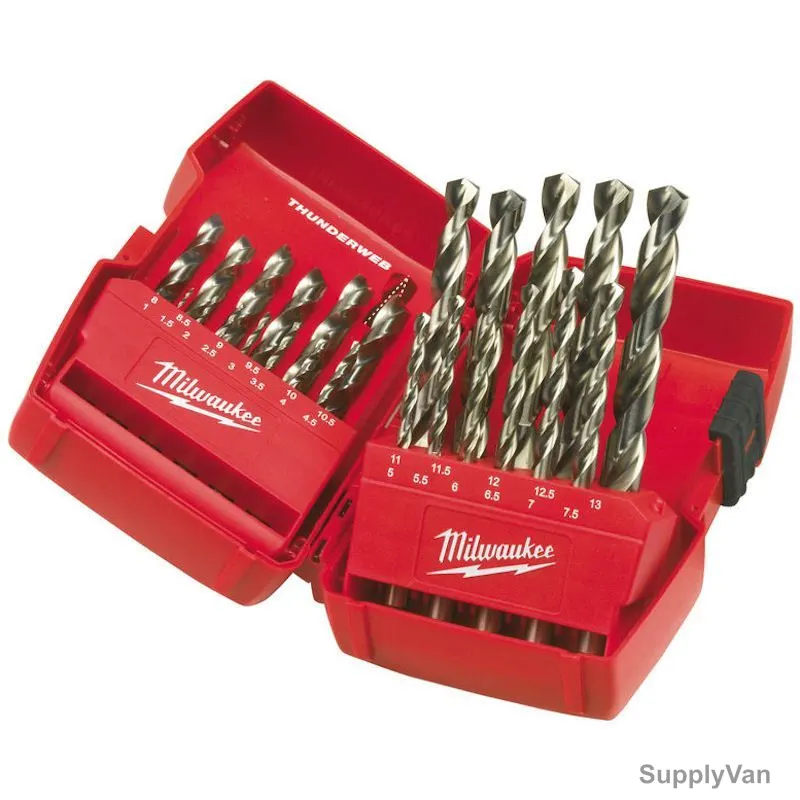 Milwaukee HSS-G Metal Drill Bit Set, 4932352376, Thunderweb, 25 Pcs/Set