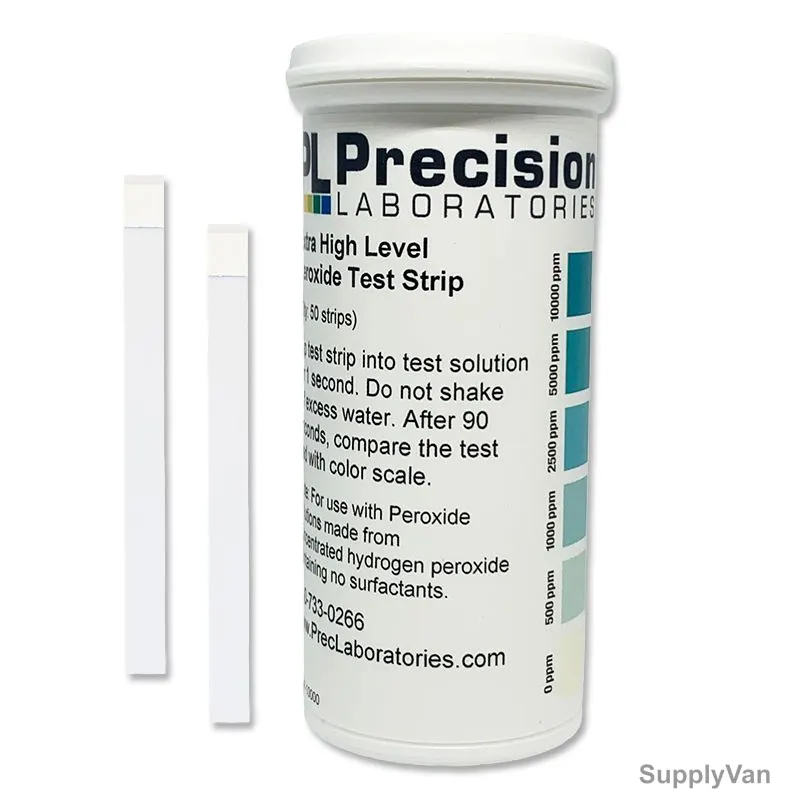 Precision Extra High Level Peroxide Test Strip, PER-10000-1V-50, 0 to 10000 PPM, 50 Strips/Pack