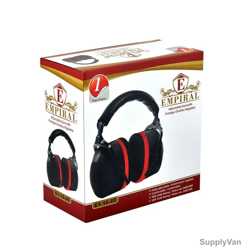 Empiral Headband Type Earmuff, E112201221, Solo Xtreme, Black and Red