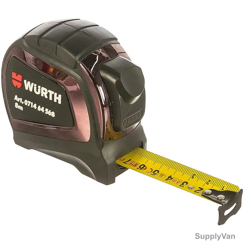 Wurth Pocket Tape Measure, 071464568, 25MM Blade Width x 8 Mtrs Tape Length — image 1