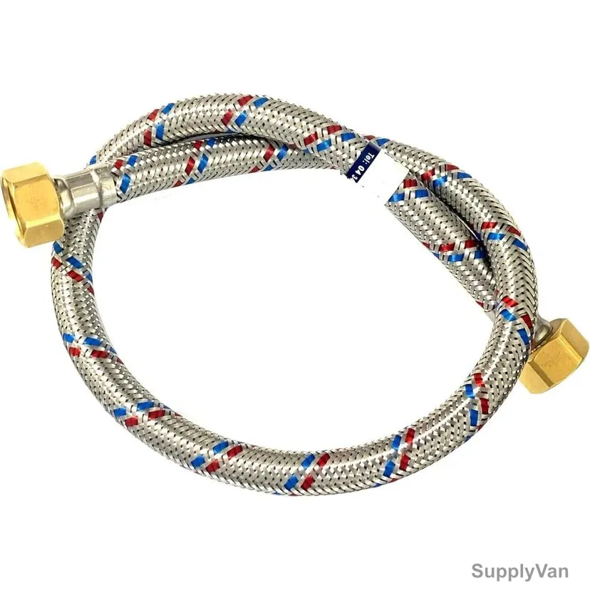 Biella SS Mesh Braided Water Heater Hose With 1/2 Inch Brass Female to Female Threaded Nut, 90CM Length — image 1
