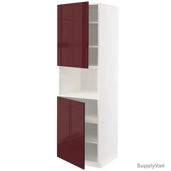 Metod 2 Door Kitchen Cabinet, 19464844, 208CM Height x 60CM Width x 61.6CM Depth, Maroon — image 1