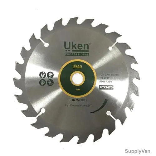Uken TCT Saw Blade, U7X24TD, 16 x 180MM, 24 Teeth
