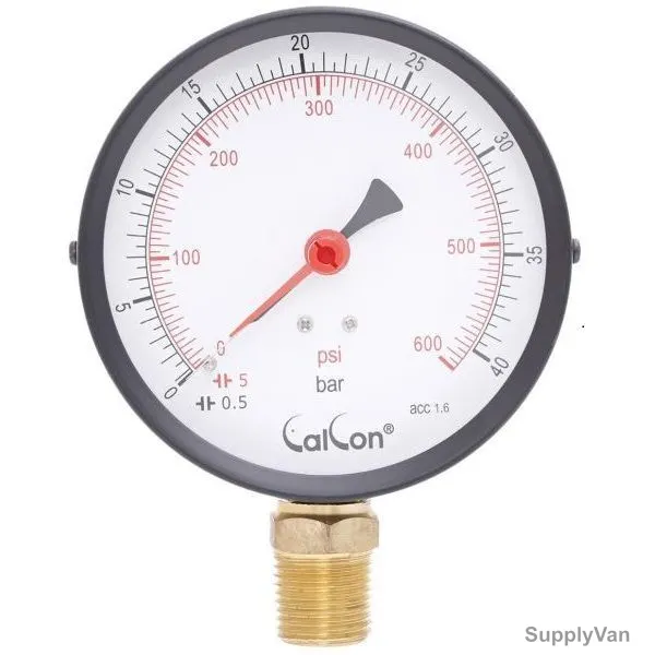 Calcon Pressure Gauge, CC2A, 100MM, 1/2 Inch, NPT, 0-40 Bar