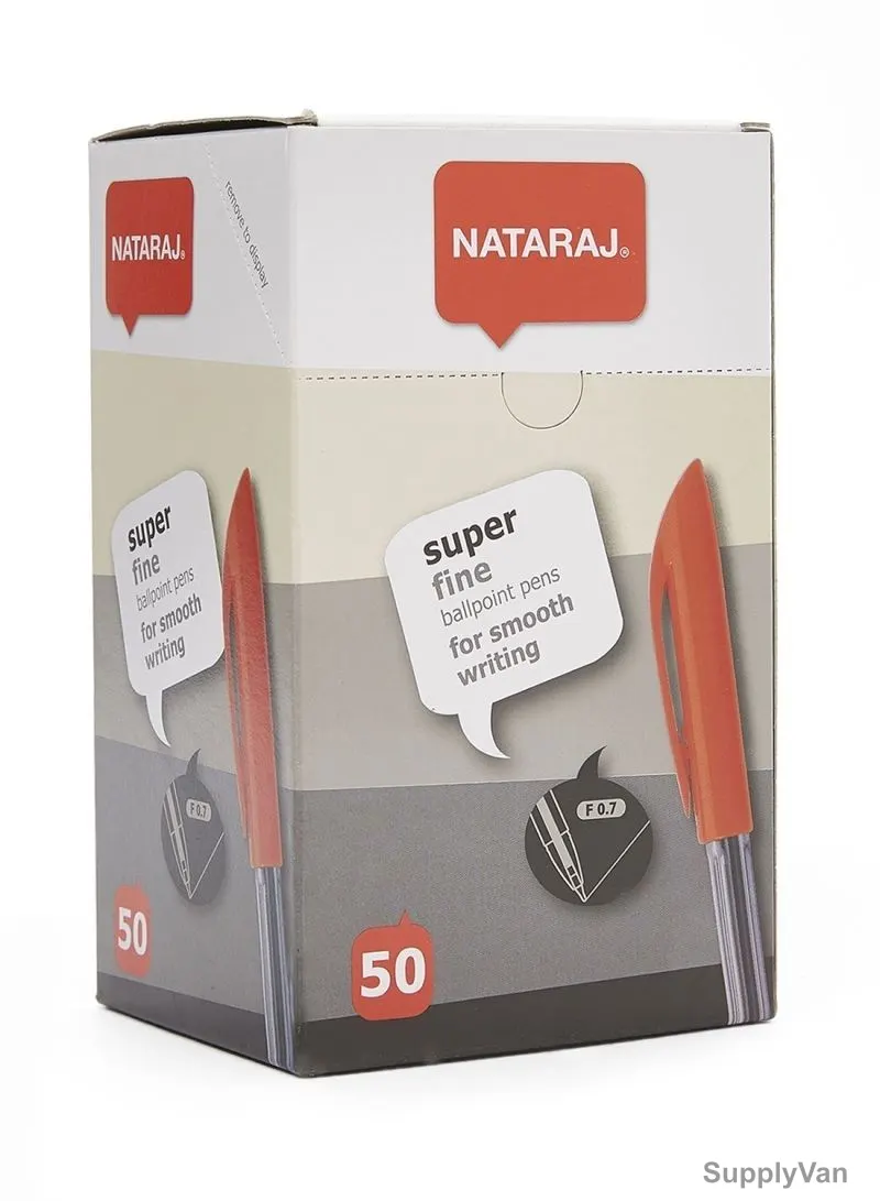 Nataraj Super Fine Ball Pen, HPSF50RD, 0.7/1MM, Red, 50 Pcs/Pack