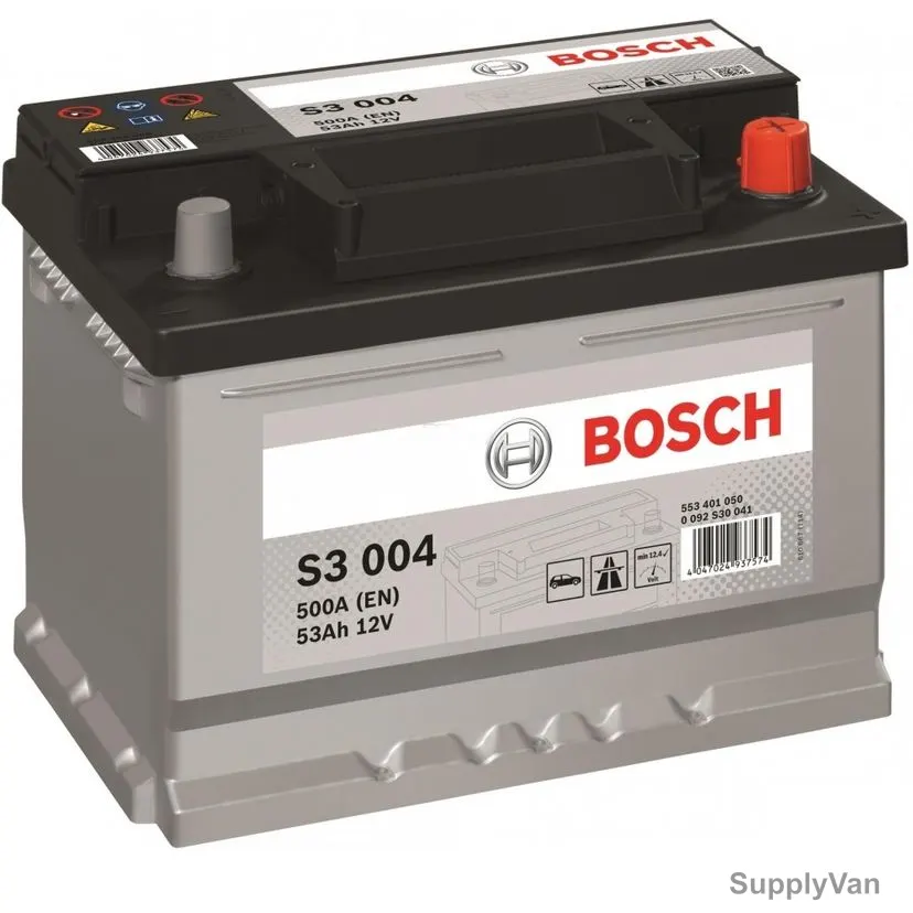 Bosch S3 004 Starter Battery, 0092S30041, 12V, 53Ah, 500A