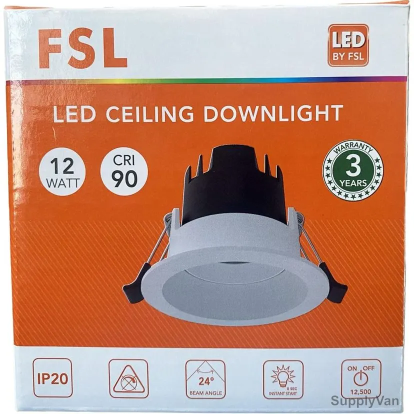 Fsl LED Ceiling Downlight, FSS629, IP20, 12W, 6500K, Cool White — image 1