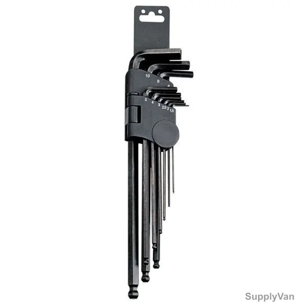 Genius 9Pcs Metric Wobble Hex Key Wrench Set, HK-009MB, 9PCS