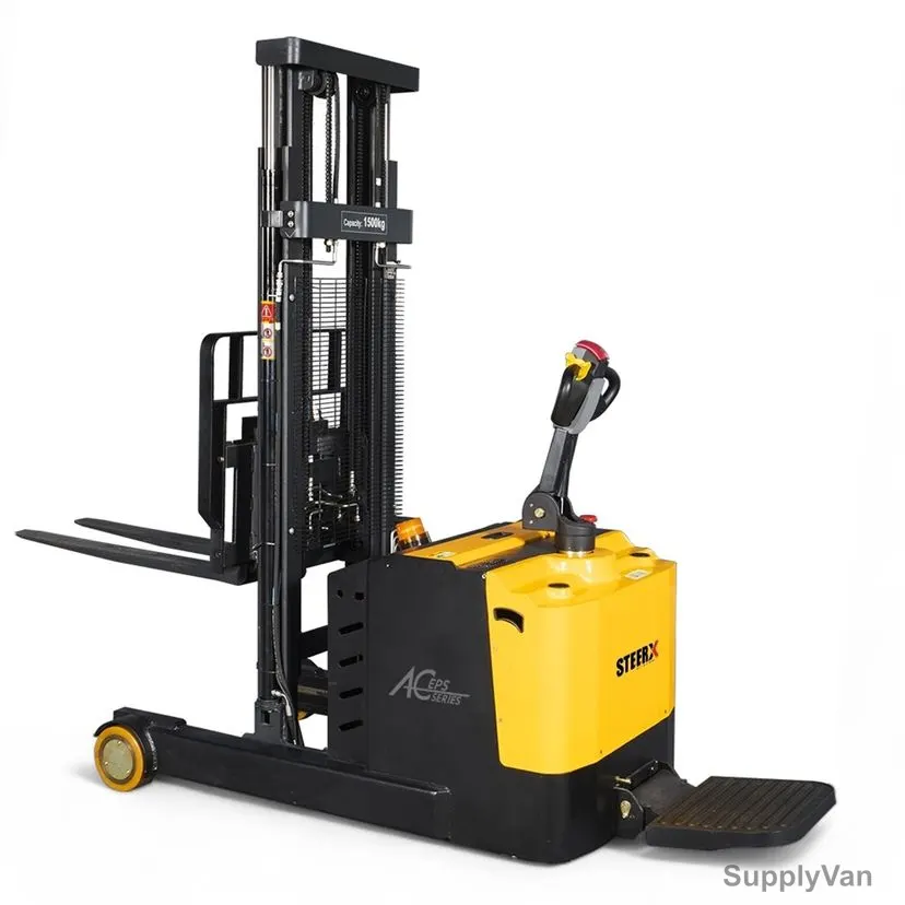 Steerx Heavy Duty Fully Electric Reach Stacker, SMRS15T-4500, Steel, 4500MM Lifting Height, 1500 Kg Weight Capacity — image 1