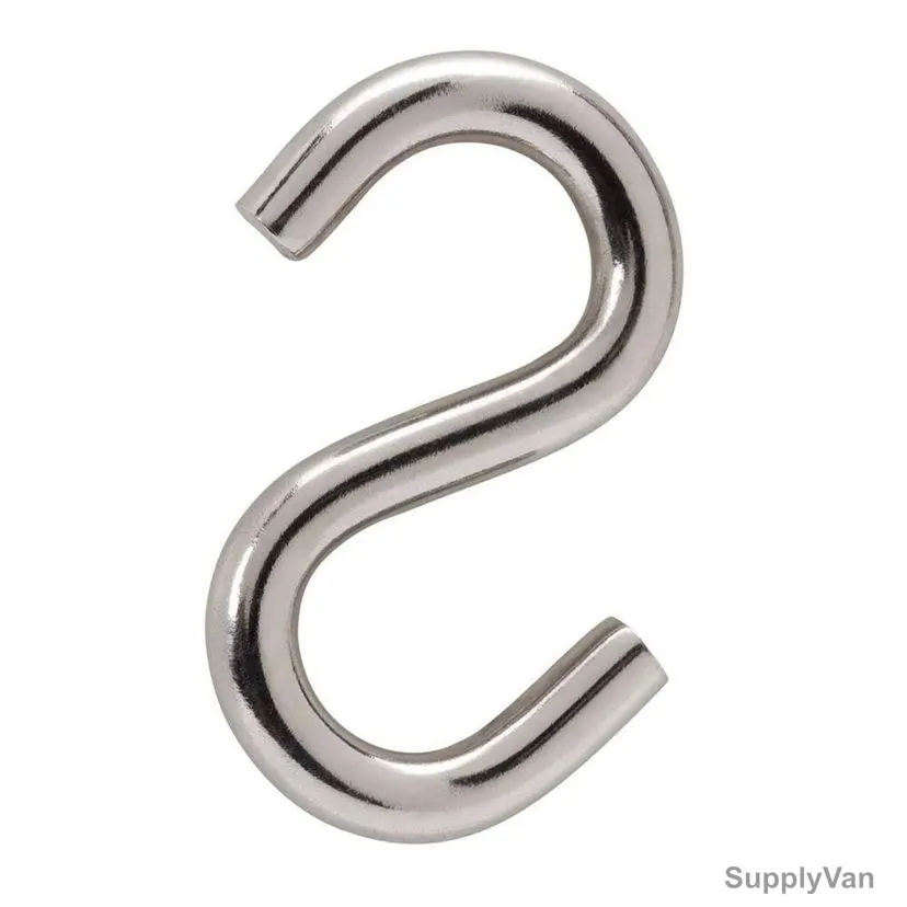 S Hook, Metal, 1-1/2 Inch, Silver