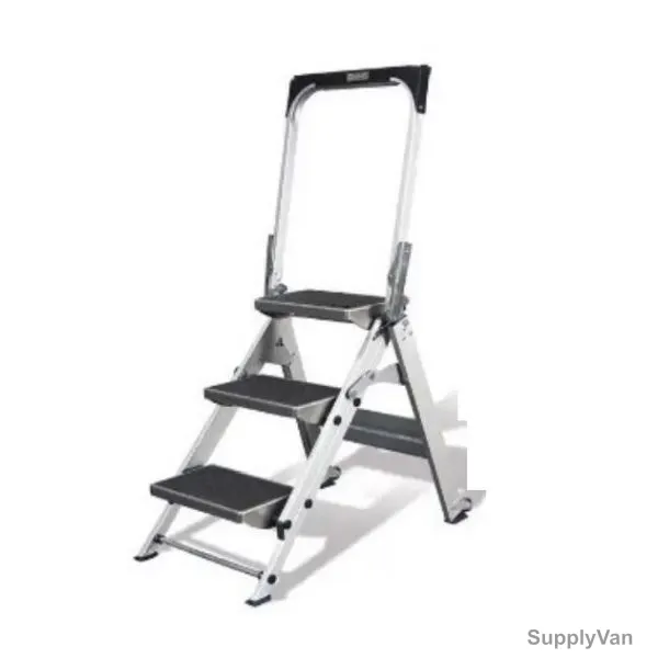 Warrior Wide Step Folding Platform Ladder, AM-WS-3, Aluminium, 3 Steps, 150 Kg Weight Capacity — image 1