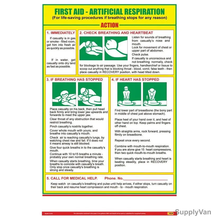 Loto-Lok First Aid Poster, FA-05, Vertical, 600 x 450MM