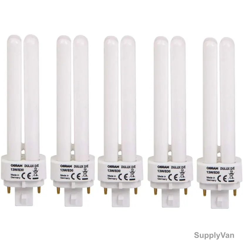 Osram Fluorescent Lamp, Dulux D/E, 13W, G24q-1, 3000K, Lumilux Warm White, 5 Pcs/Pack