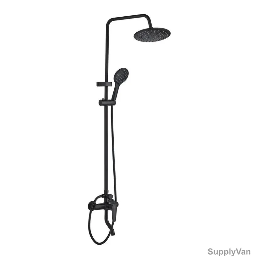 Milano Round Head Rain Shower System, Sam, Brass, Matt Black Finish — image 1