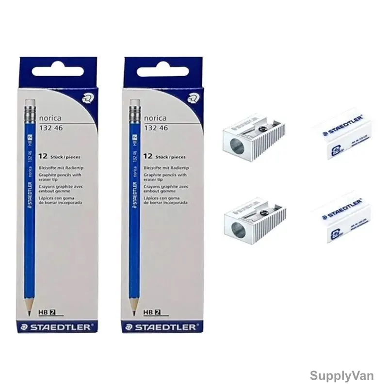 Staedtler Noris Pencil Set With Eraser and Sharpener, STP-PACK-136, 2.0MM Tip Size, Blue, 28 Pcs/Set