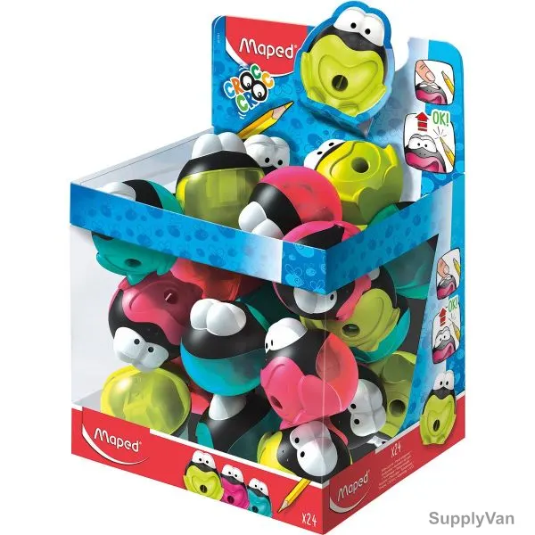 Maped Croc-Croc Signal Pencil Sharpener, MD-017711, 1 Hole, Assorted Colors, 24 Pcs/Set