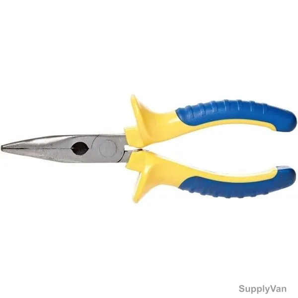 Kinzo Bent Nose Plier, 72097, Chrome Vanadium, 6 Inch, Yellow and Blue